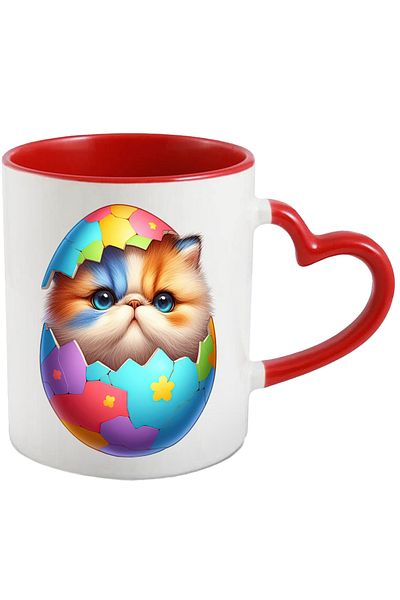 StoryGift Romania Mug with a fat kitten coming out of a broken egg | illustration | curiosity, With ,STG.