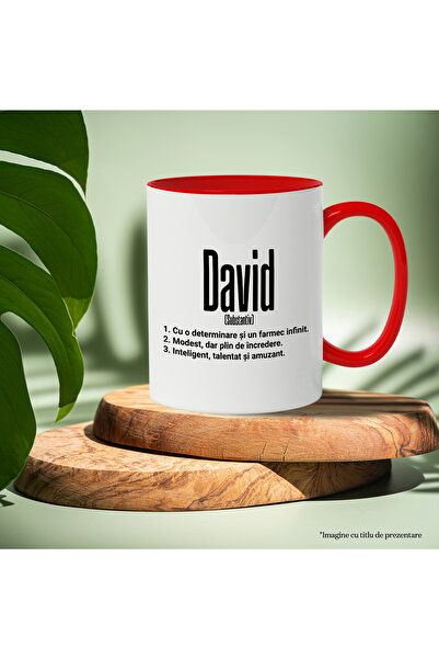 StoryGift Romania Mug With The Name David, Determination, Modest, Intelligent, Funny, Personalized, Like, With, STG.