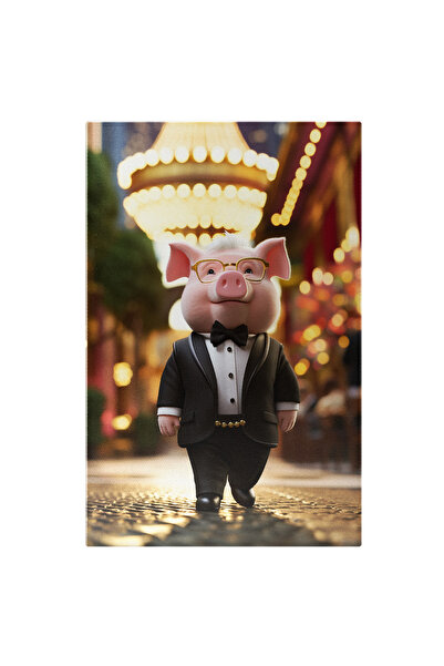 StoryGift Romania Tablou Canvas: Purceluș În Costum Negru Și Ochelari- Design...