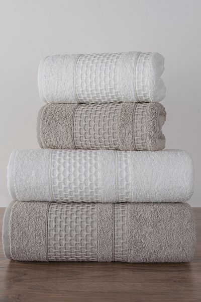 Miss Paris Home Σετ πετσέτες μπάνιου Honeycomb 4 τεμαχίων Σετ μπάνιου 100% βαμβάκι