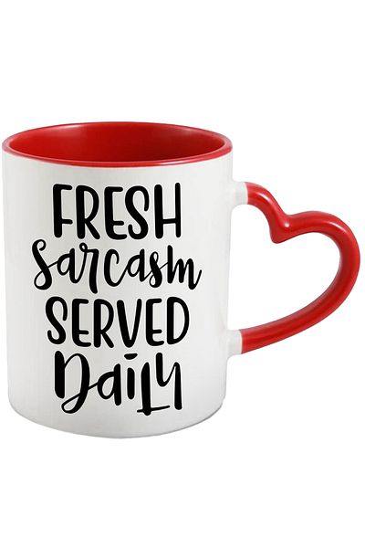 StoryGift Romania Mug with the text "Fresh sarcasm served daily" - fresh sarcasm served every day, With ,STG