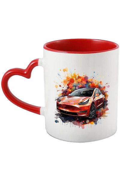 StoryGift Romania Car Mug, Tesla, Polka Dots, Watercolor Illustration, Multicolor 330 ml, Ceramic, With,STG.
