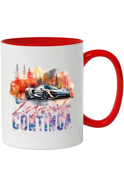 StoryGift Romania Mug With Message Legend Continues, Sports Car, Forest, Mountain, Multicolor 330 ml, , With ,STG.