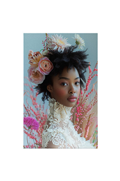 StoryGift Romania Tablou Canvas Mireasa Cu Piele Cafenie Rochie Din Dantelă P...