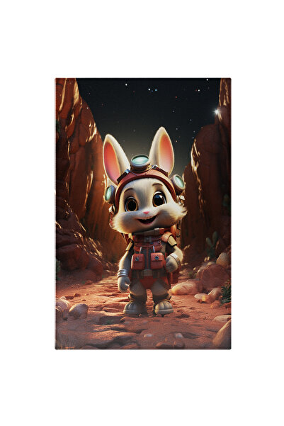 StoryGift Romania Tablou Canvas: Bebele Iepuras Alb Exploreaza Stancile Merge Pe Un Drum Pustiu Cu Chipul Ferici