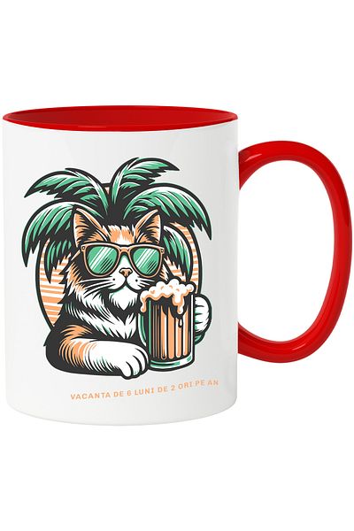 StoryGift Romania Cat mug 6 months vacation twice a year, animal lovers, 330ml, Ce, Cu, STG.