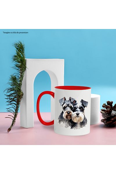 StoryGift Romania Mug with 2 puppies, illustration, abstract, polygonal art, serious, for lovers, With,STG.