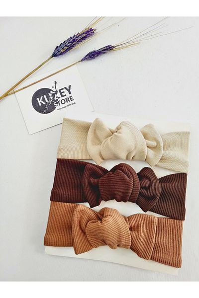 KUZEY STORE Baby Girl 0-3 Years Compatible 3-Piece Bandana Set |   Cotton and Elastic
