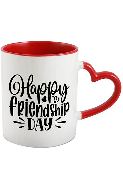 StoryGift Romania Mug with the wish in English "Happy friendship day" - happy friendship day with M, Cu, STG.