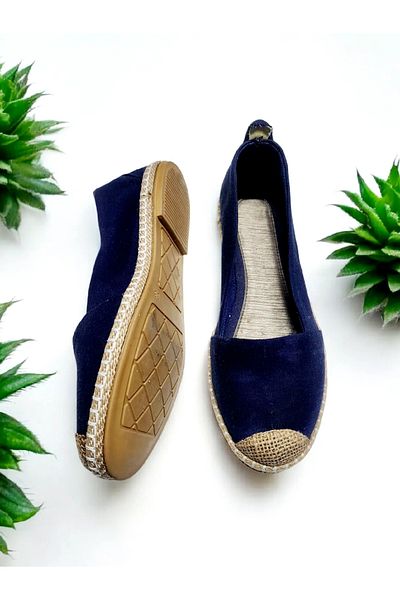 GokceKundura06 Comfortable, Stylish Home and Outdoor Ballerinas with Straw Toe Stitching