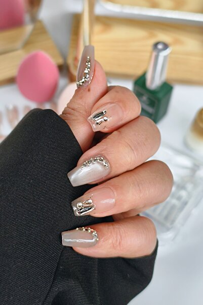 Easy Beauty Kedi Gözü Medıum Beden Protez Tırnak 10 Adet El Yapımı Takma Tırn...