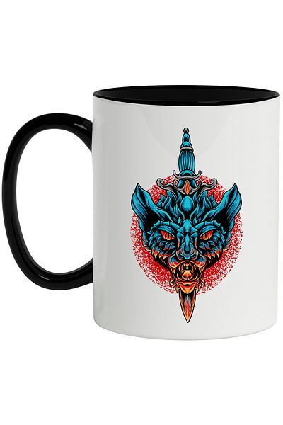StoryGift Romania Bat Head Mug, Monster, Dagger, Blood, Circle, Splashes, Multicolor 330 ml, , With ,STG .