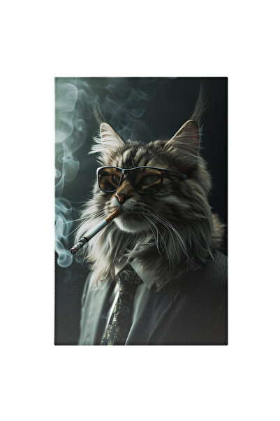 StoryGift Romania Tablou Canvas Pisică Norvegiană La Cravată Cu Privire Inten...