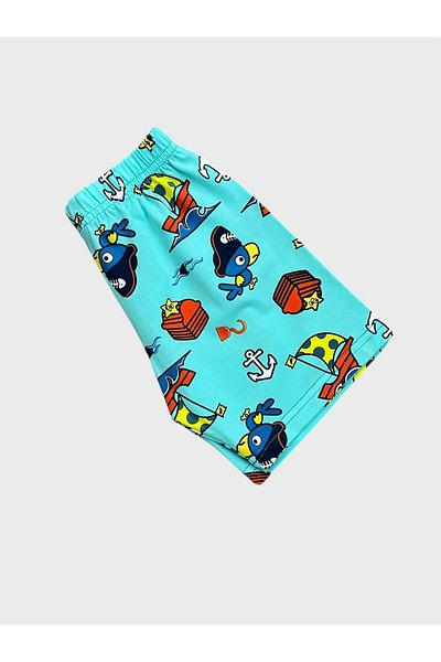 elmas kids Set de pijamale de vară pentru băiat, 100% bumbac, cu model de navigație albastră, cu mâneci scurte