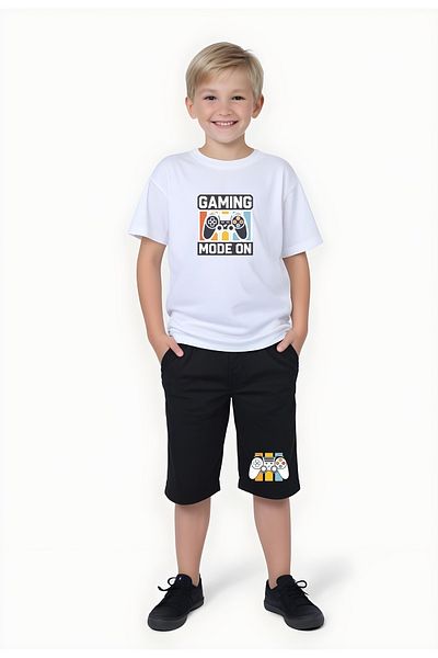 FYK KİDS Boy's Summer Printed Bottom-Top Suit
