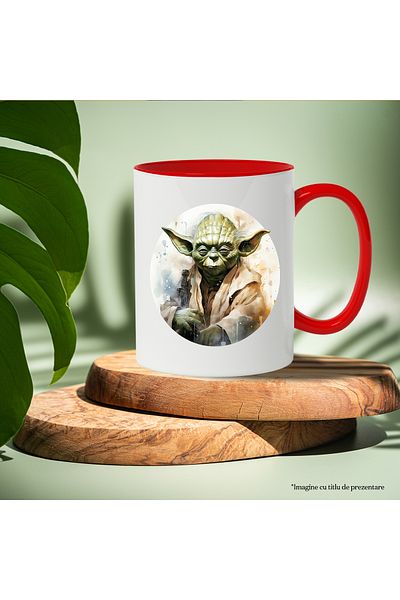 StoryGift Romania Mug With Yoda, Jedi, Lightsaber, Star Wars, Circle, Illustration, Multicolor 330 ml,, With ,STG