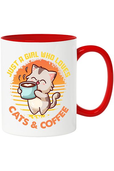 StoryGift Romania Cana Cu Pisicuta Care Tine O Ceasca Cu Cafea Cu Mesajul "just A Girl Who Loves C, Cu ,stg