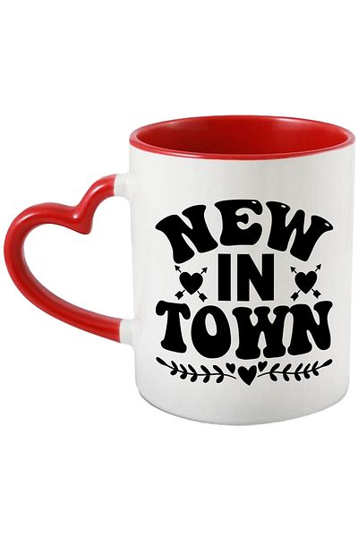 StoryGift Romania Cana Pentru Cei Noi In Oras Cu Mesajul In Engleza "new In Town" Cu Maner Inima R, Cu ,stg