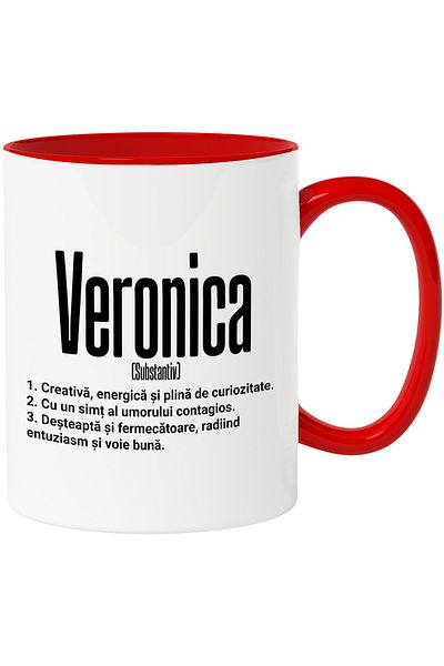 StoryGift Romania Mug With Name Veronica, and Motivational Message, Creative, Smart, Curious, A, With, STG.