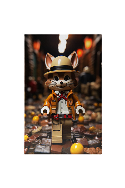 StoryGift Romania Tablou Canvas: Veverita Lego Cu Urechi Roz Si Curea Rosie M...