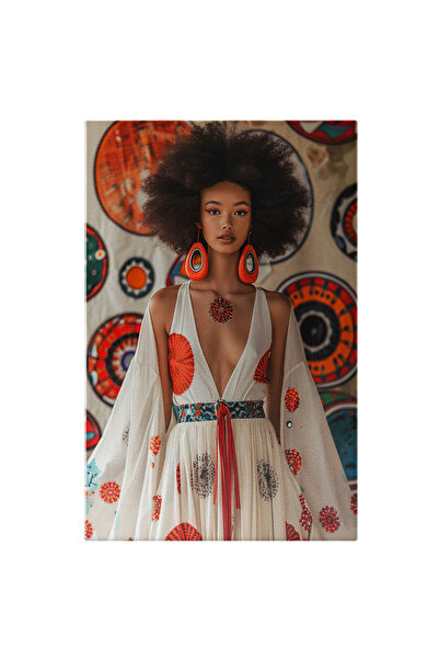 StoryGift Romania Tablou Canvas: Creola Cu Par Cret Si Cercei Mari In Rochie ...