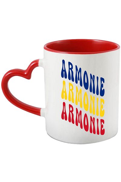 StoryGift Romania Cana Cuvantul Armonie, In Culorile Steagului Romaniei, Rosu, Galben, Albastru, T, Cu ,stg