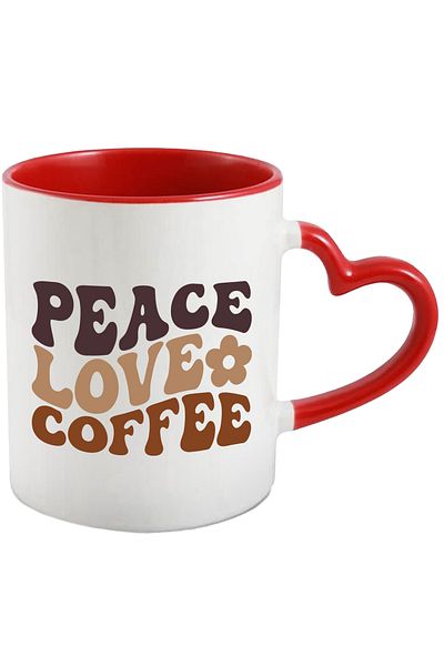 StoryGift Romania Mug with the text in English "Peace, love, coffee" - peace love coffee with Handle Ini, Cu, STG.