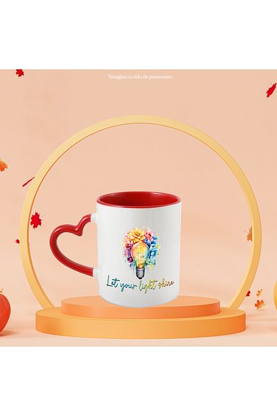 StoryGift Romania Mug with the message "Let your light shine", illustration, motivational, light, shine, With,STG.