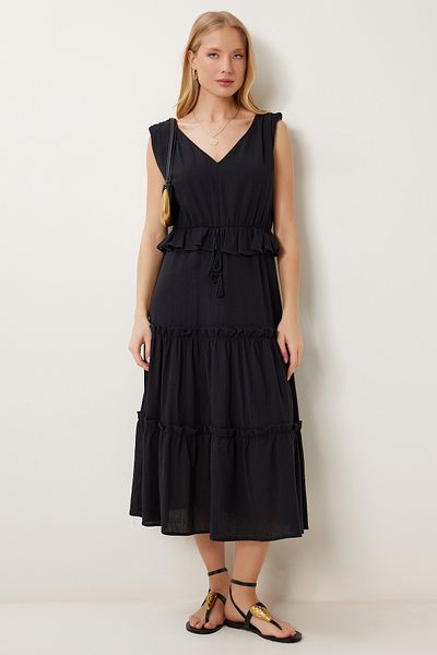 Lovelyİstanbul Rochie de in cu decolteu în V NEGRĂ LYY0089