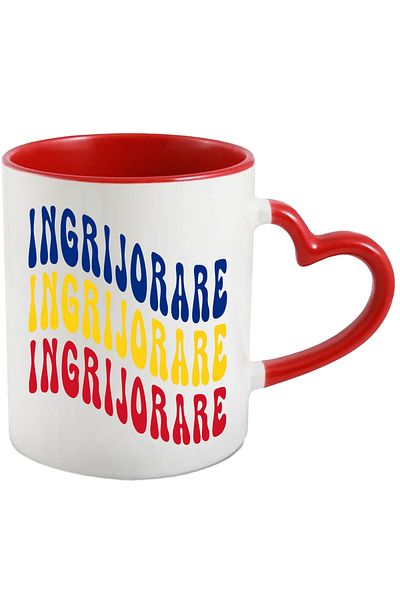 StoryGift Romania Mug The Word Worry, in the Colors of the Romanian Flag, Red, Yellow, Blue, with ,STG.