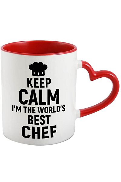 StoryGift Romania Mug with the message "Keep calm, I'm the best chef in the world" with Man, Cu, STG.