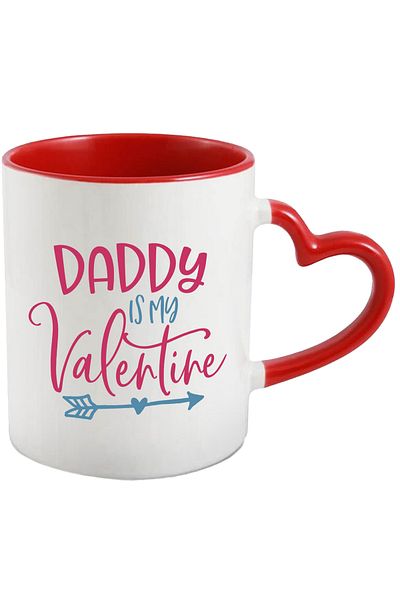 StoryGift Romania Mug with the Text in English Daddy is My Valentine, Tata e Valentinul Meu, Valentin, Cu,STG.
