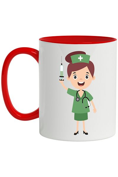 StoryGift Romania Mug With Nurse, Skirt, Uniform, Hat, Syringe, Medicine, Multicolor 330, With ,STG.