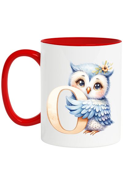 StoryGift Romania Mug with an owl with the letter "O", illustration, for children, school, student, alphabet, With, STG.