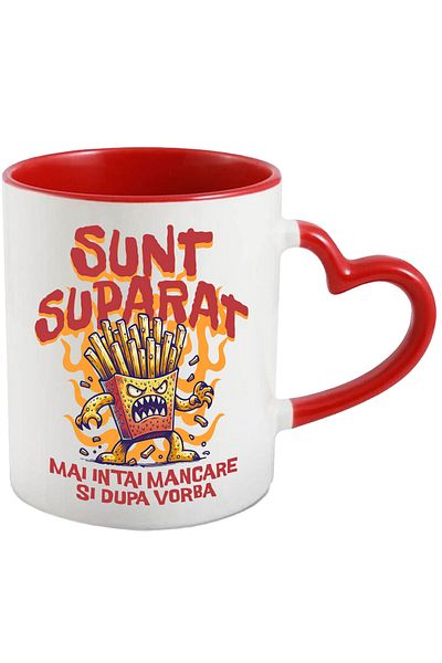 StoryGift Romania Angry Fries Mug In Flames Text I'm Angry First, With ,STG .