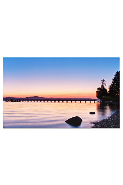 StoryGift Romania Tablou Canvas: Peisaj Linistit La Apusul Soarelui, Cu Lacul...