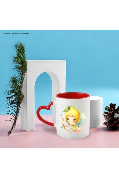 StoryGift Romania Mug With A Lemon Head Baby | Illustration | Wings | Fly | Shoot With Bow, With ,stg