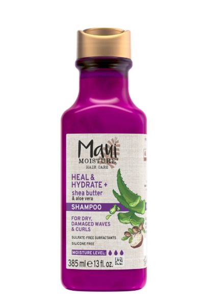 Maui Moisture Hair Care Heal & Hydrate Shea Butter & Aloe Vera Shampoo for Dry Damaged Waves & Curls