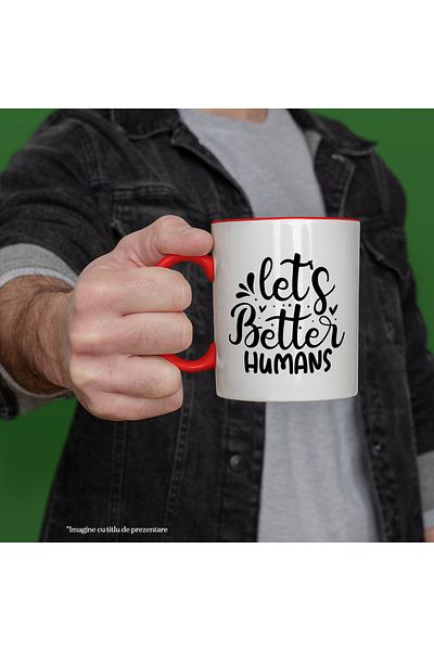 StoryGift Romania Mug for those who want to become better people with Red Handle, With R,STG Handle.