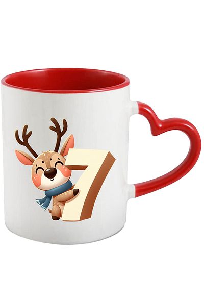 StoryGift Romania Mug with a reindeer holding the number "7" | school | mathematics | learn | students | anim, With ,STG.