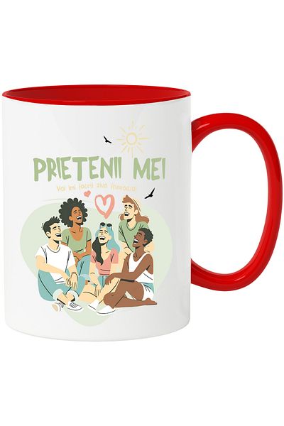 StoryGift Romania Mug Group of happy friends, you make my day beautiful, 330ml, Ceramic with Handle, With,STG.