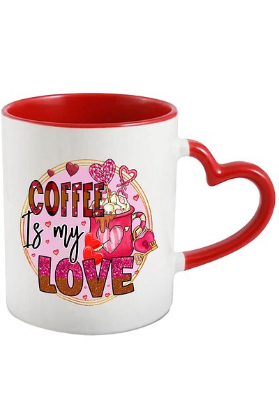 StoryGift Romania Mug with the message "Coffee is my love", love, cup of coffee, whipped cream, Valentine', With ,STG.