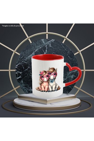 StoryGift Romania Mug with 2 ponies, illustration, love, closeness, relationship, Valentine's Day, loving, With, STG.