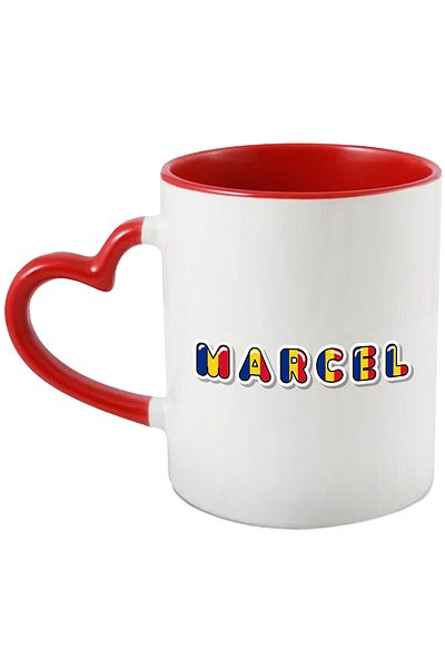 StoryGift Romania Mug With Name Marcel, Romania, Supporter, Romanian Flag, Patriot, 330ml, Wax, With, STG.
