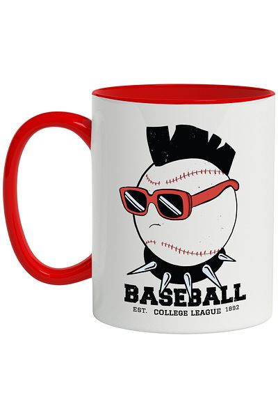 StoryGift Romania Mug With Message In English Baseball, Ball, Glasses, Punk, Multicolor 330 ml, Sky, With, STG.