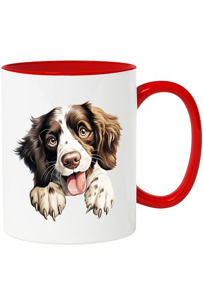 StoryGift Romania Mug with a playful puppy looking curiously | illustration | tongue out | with po, With ,STG