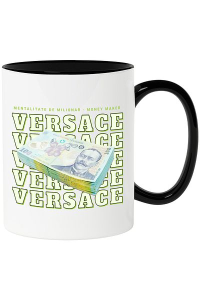 StoryGift Romania Mug ___ - 100 Romanian Lei, 330ml, Ceramic with Black Handle, With Black Handle, STG.