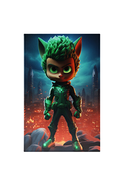 StoryGift Romania Tablou Canvas: Personaj De Desen În Verde- Artă Digitală Pi...