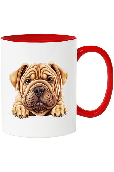 StoryGift Romania Cana Cu Un Caine Shar Pei | Ilustratie | Gheare | Labute | Maro Deschis | Grasut, Cu ,stg