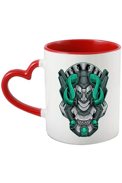 StoryGift Romania Mug With Taurus, Robot, Mecha, Cables, Crystals, SF, Multicolor 330 ml, Ceramic c, With, STG.